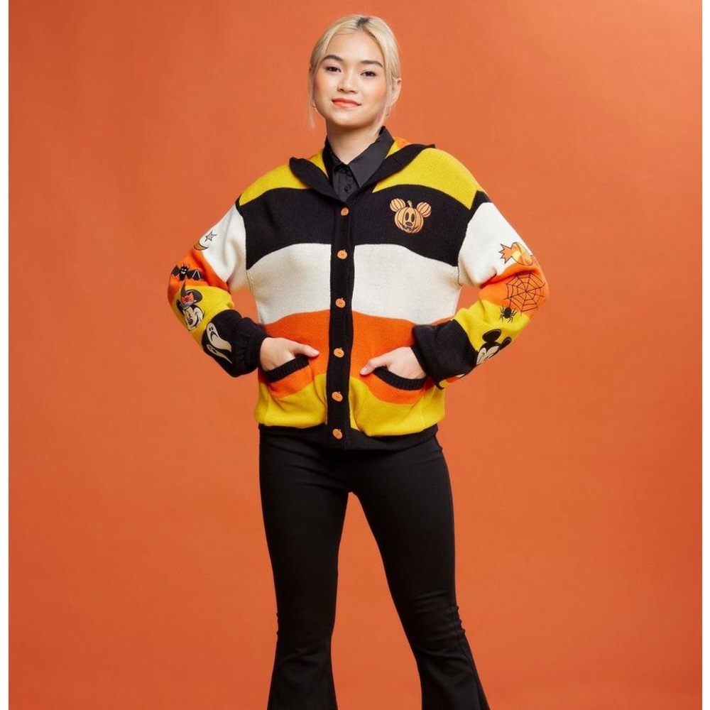 Disney Mickey Mouse Halloween Candy Corn Cardigan Hot Topic (Size L) In Hand!